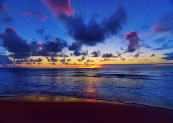 beautiful sunset on the  beach