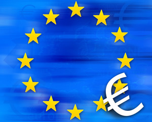 illustration - drapeau europe avec sigle euro
