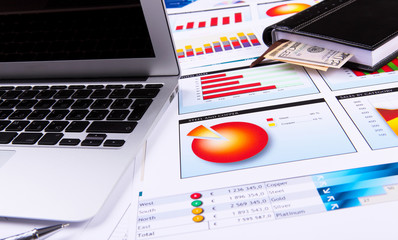 Obraz premium Graphs, charts, business table.