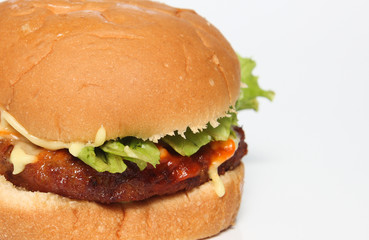beef burger on a white background