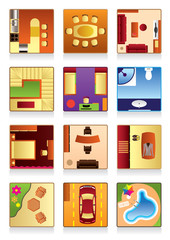 Furniture of the house's rooms - vector illustration