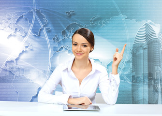 Young businesswoman making presentation