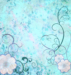 Fototapeta na wymiar blue textured flowers grunge background