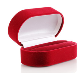 Red jewelry box isolated on white