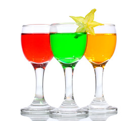 alcoholic cocktails isolated on white