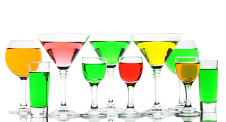 alcoholic cocktails isolated on white