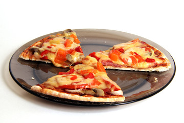 three slices of pizza