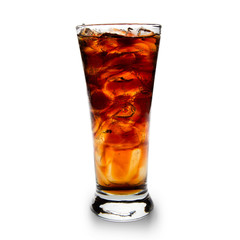 Cola glass over white background