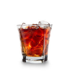 Cola glass over white background