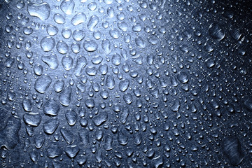 Water droplets on a metal surface