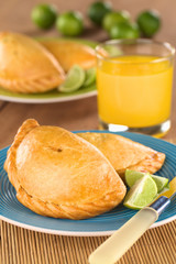 Peruvian snack called Empanada (pie) filled with meat