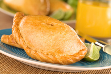 Peruvian snack called Empanada (pie) filled with meat