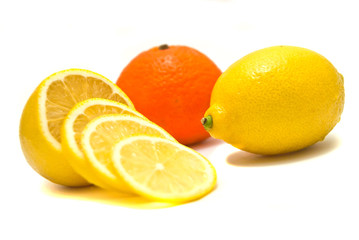 lemon and tangerine close-up