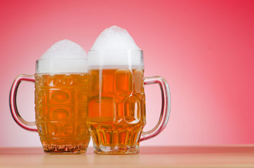Beer glass on the table