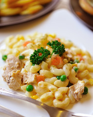 macaroni   in white plate