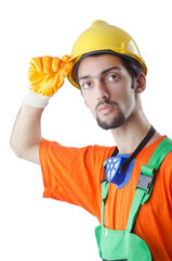 Construction worker isolated on white