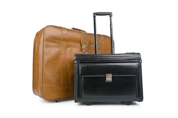 Travel concept with suitcase on white