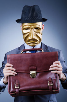 Businessman With Mask Concealing His Identity