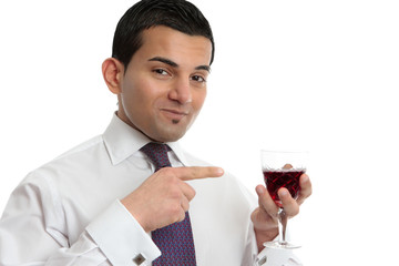 Man showing or presenting wine