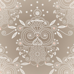 Decorative floral embroidery seamless background.