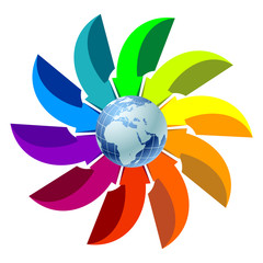 Arrows around globe 6