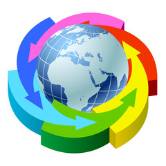 Naklejka premium Arrows around globe 5