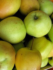 Apples in a box at the greenghrocer on the market place
