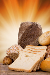 assortment of baked bread