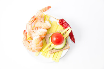 Tartina di gamberetti piccante