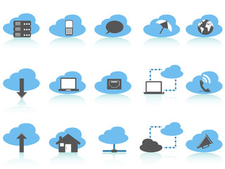 simple cloud computing icons set,blue series