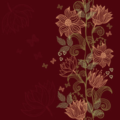 Fototapeta na wymiar vertical seamless floral pattern