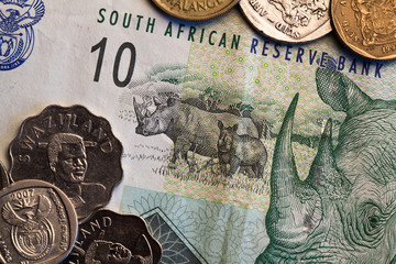Banknotes and coins - Rands bill of South Africa