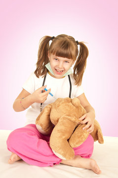 Girl Doctor With Teddy Bear