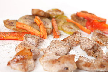 meat with grilled vegetables