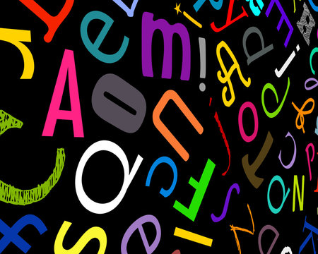Fond noir avec des lettres color&eacute;es