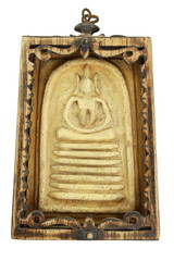 Closes – up amulets on white background.