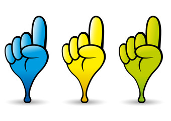 Obraz premium Puntatore a forma di manina in tre colori