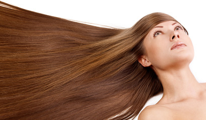 woman with long healthy natural hair