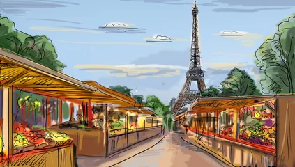 Rolgordijnen Parijs straat - illustratie © ZoomTeam
