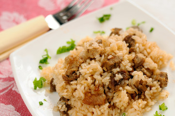 A delicious pilaf with meat