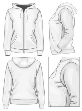 Women's hooded sweatshirt with zipper