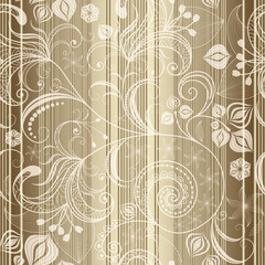 Seamless gold striped floral pattern