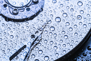 Hard drive with water droplets