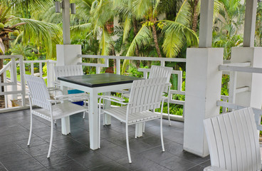 White chair and table on terrace