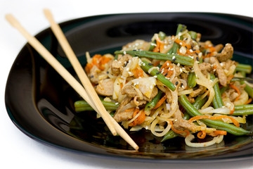 Oriental salad with pork and vegetables