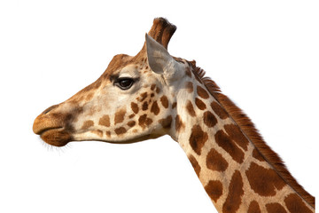 Giraffe Camelopardalis Head Shot Profile Close Up Isolated