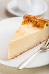 Piece of cheesecake with cake fork