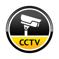 Surveillance camera, warning round symbol