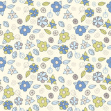 Seamless pattern with cute small flowers