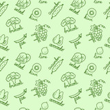 Green fruits and vegetables outline pattern